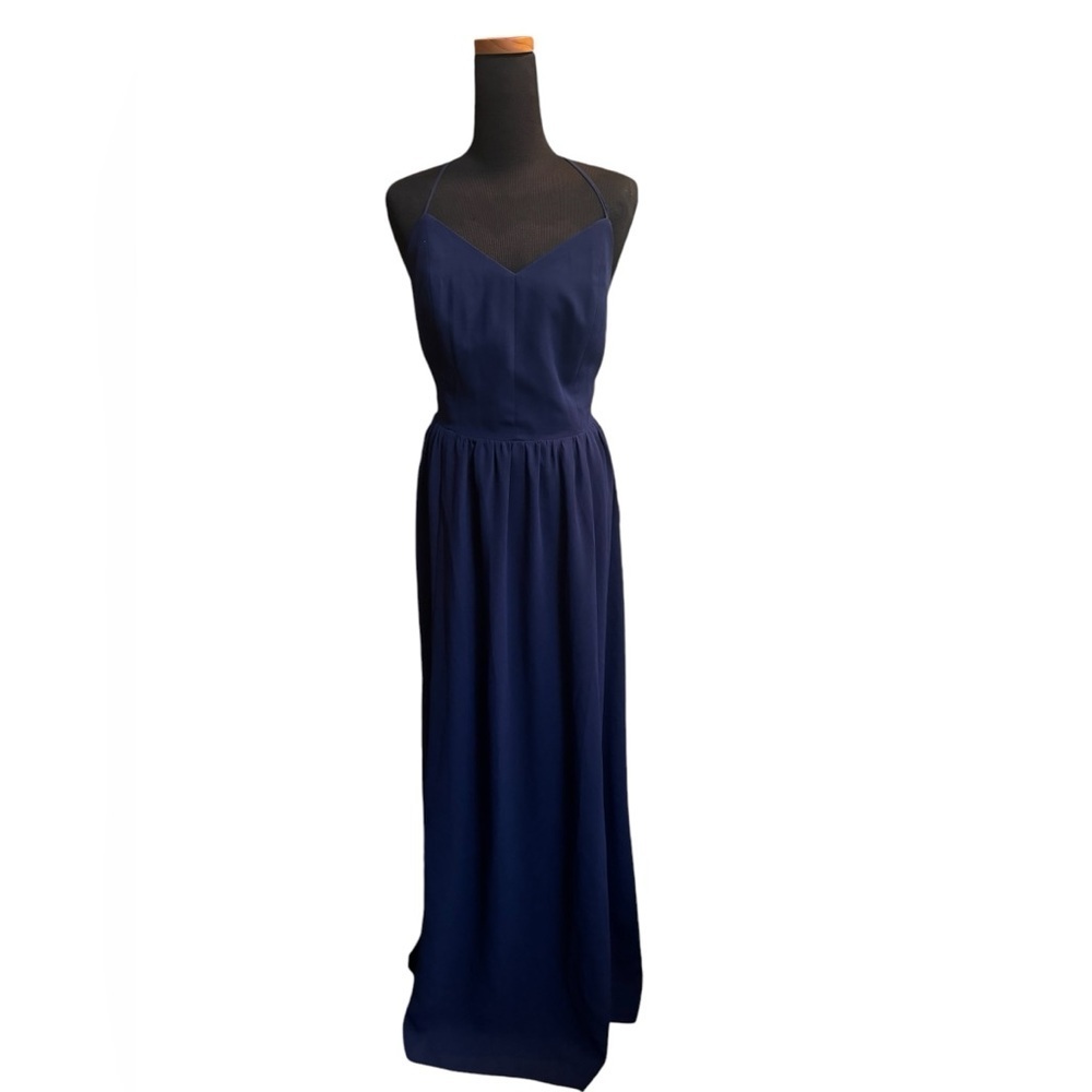 NEW! ADELYNE RAE Side Cut Outs Navy Blue Maxi Dress Festival Hoco Straps NWT - Picture 17 of 17